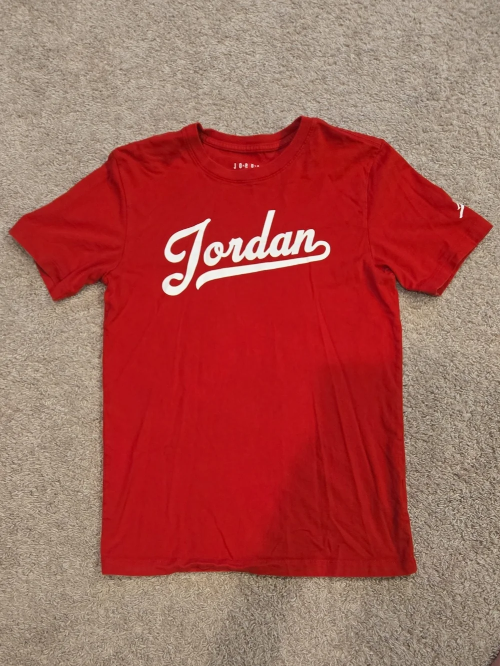 Jordan Red Short-Sleeve Script Logo Tee